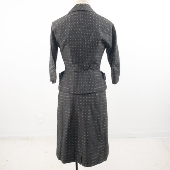 Vintage 40s S 2 Piece Skirt Set Blazer Suit Gray